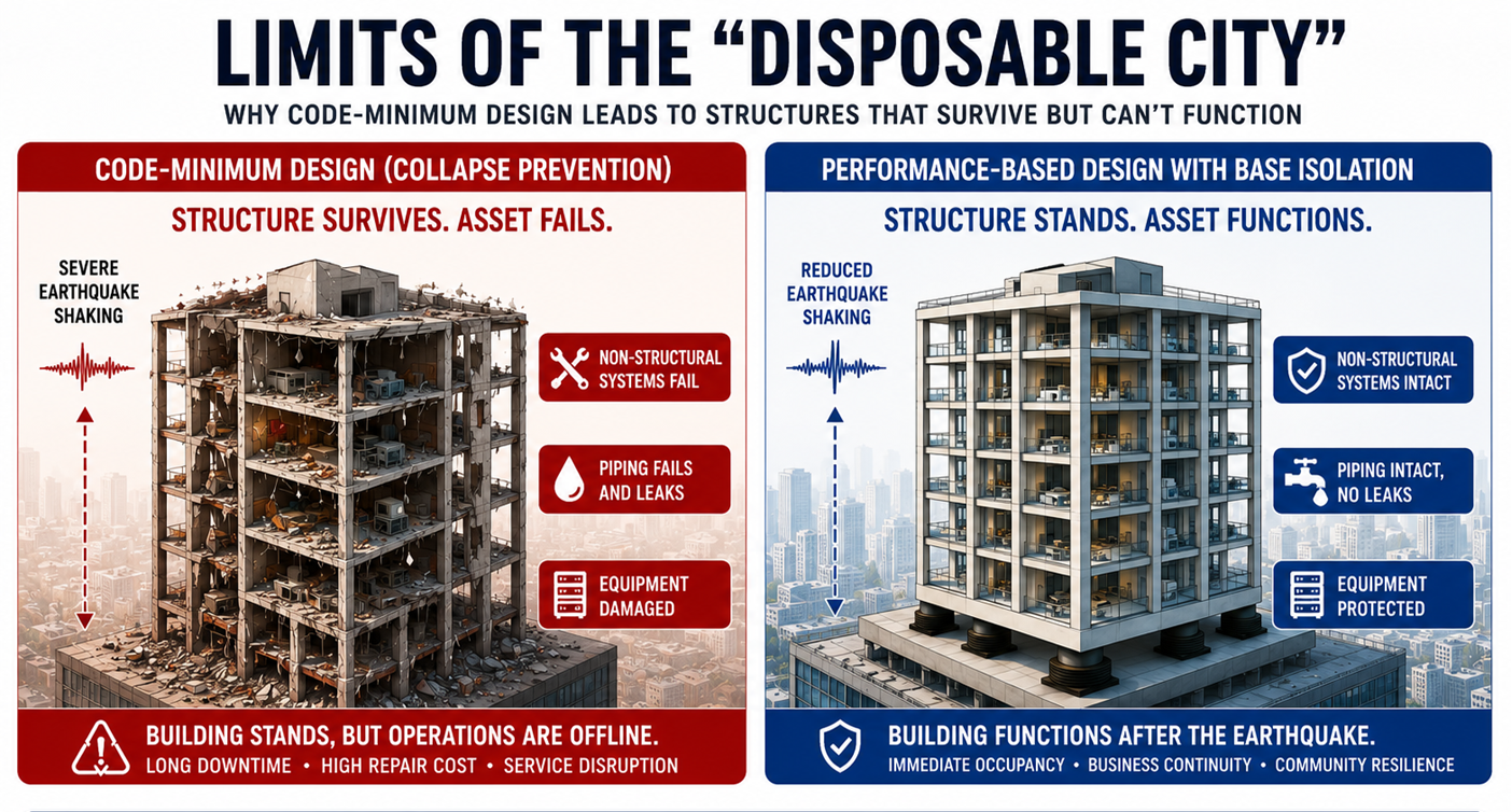 Fig 2: Mere collapse prevention vs performance based design